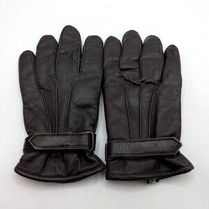 Mens Brown Leather Gloves 3M Thinsulate M With Adjustable Strap